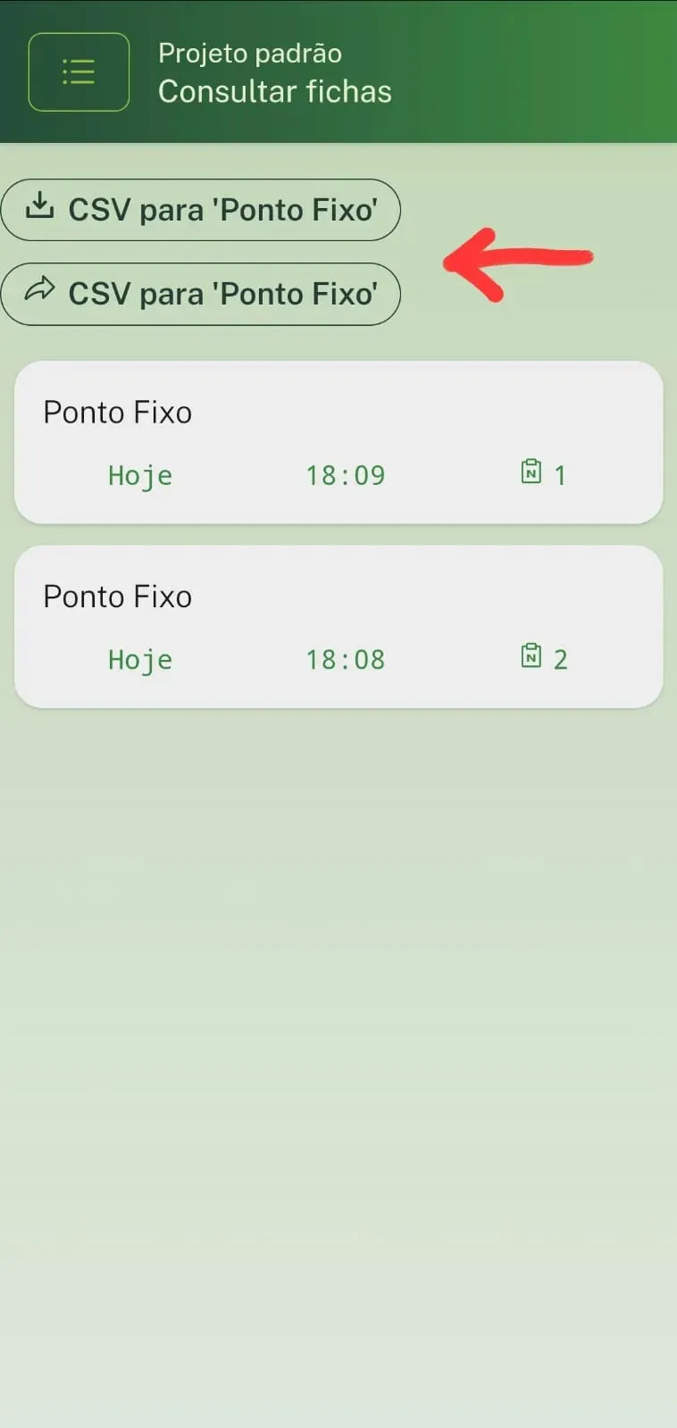 Botões para CSV consolidado