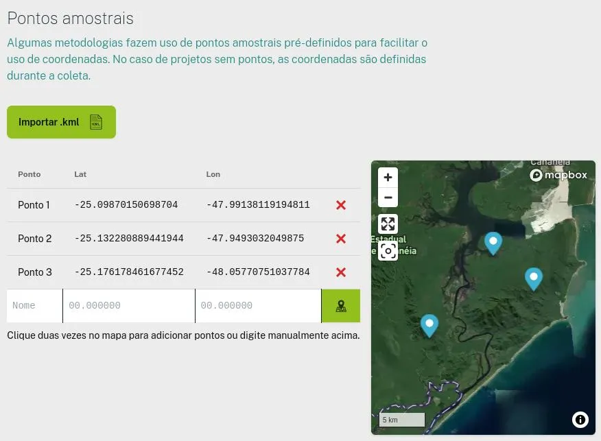 Criando pontos amostrais no Ficharium CLoud 